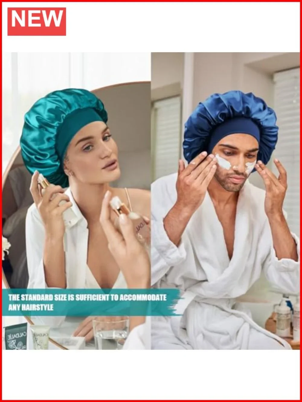 Double Layer Satin Sleep Cap for Curly Hair – Silk Bonnet Hair Protection